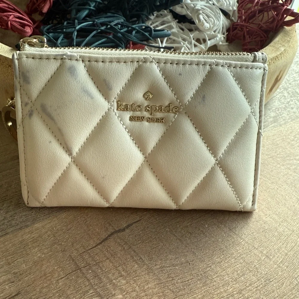 Kate Spade Quilted Beige Wallet with Gold Accents - Picture 2 of 12